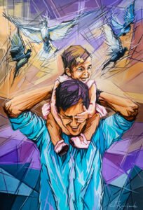 A loving father with his child